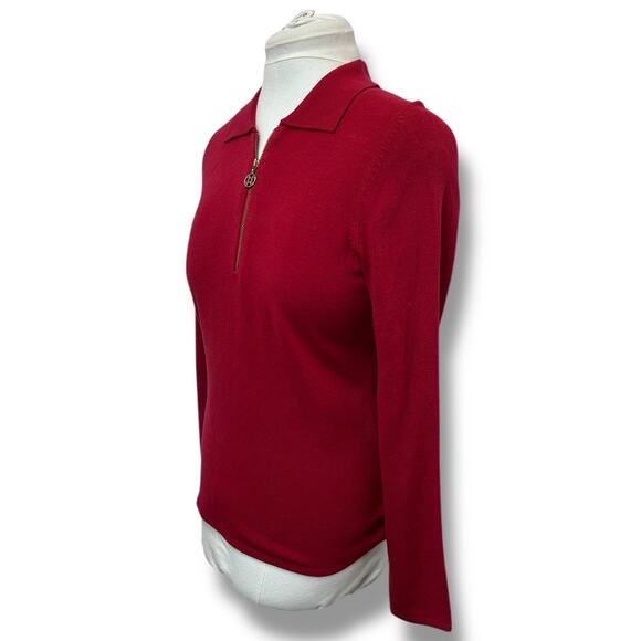 Designers Originals Vintage Luxe 360 Women’s Quarter Zip Pullover Sweater Red M - Picture 3 of 9